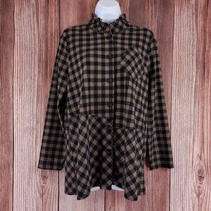 NWT Terra SJ Apparel Womens Size Small Taupe Button Front Shirt Tunic Top $113